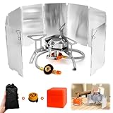SUPRBIRD Campingkocher 3500W Klein Faltbar Camping Gaskocher mit Piezozündung,klappbare Windschutzscheiben,Adapter Gasherd,Mini Gasbrenner für Outdoor Picknick Trekking Hiking reise,kissen,nackenrol