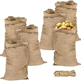 Vleuexe Jutesäcke Set 105 x 60 cm Jutesack Universal,50 kg Traglast jutesack pflanzen Kartoffelsäcke aus 100% Jute,jute sack,Strapazierfähig (5, Einheitsgröße)