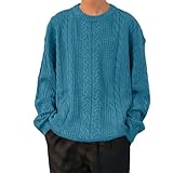 Pullover Herren Strick Rundhals, Strickpullover Herren Elegant Sweater Flexibel Pulli Langarmshirt Basic Longsleeve Sweatshirt Freizeit Arbeitspullover Sweatshirts Classic Regular Einfarbig