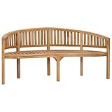 Homgoday Bananenbank 180 cm aus massivem Teakholz, Gartenbank, Balkonbank, robuste Bank für Balkon, Terrasse & Garten
