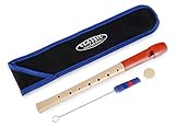 Classic Cantabile Pivella C-Sopran Blockflöte - Aus Ahornholz mit Kopf aus Kunststoff, dadurch ideal für Einsteiger - Deutsche Griffweise - Inkl. Etui, Grifftabelle, Wischerstab und Korkfett - Rot