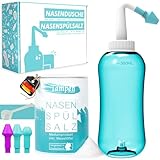 Nasendusche Set · 120x Nasenspülsalz (300g) · Messlöffel (1g) · 3 Aufsätze für Erwachsene & Kinder · Tampen Hygiene · Premium Nasenspülung · Nasenspülkanne · Nasenreinigung