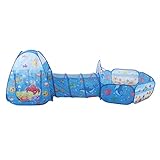 Kinderspielzelt, Spielzelt, Kinderzelt mit Krabbeltunnel, Bällebad, 3-in-1-Polyester-Kinderspielzelt-Set, Atmungsaktives Mesh-Design für Mädchen, Jungen, Babys und Kleinkinder