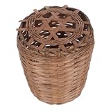ABOOFAN Hölzerner Müllkorb Zimmer Mülleimer Müllcontainer bin Mülleimer im Bad Retro-Mülleimer geflochtener Papierkorb Rattan-Mülleimer dekorativer Küchenmülleimer Holz Light