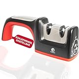 STALLION - Messerschärfer Profi mit Einstellbarem Schleifwinkel - Manueller Messerschleifer - Doppelschleifsystem mit Karbonstahl und Keramik - Knife Sharpener zum professionellen Messer Schärfen