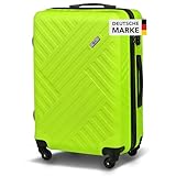 Xonic Design Reisekoffer - ABS Hartschalen Koffer mit 360° Leichtlauf-Rollen - hochwertiger Trolley mit Zahlenschloss in M-L-XL oder Set (Neon Grün, L)
