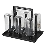 Abtropfgestell Flaschen, Flaschenhalter für Sodastream, 6-er Flaschen Abtropfständer mit Abtropfschale, Kunststoff Flaschenabtropfgestell für Verschiedene Flaschen Tassen