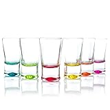 BigDean 6x Schnapsgläser 2cl - Shotgläser aus Glas – farbige Shot Gläser für Schnäpse wie z.B. Tequila, Wodka, Ouzo, Sambuca, Likör - Stamperl, Pinnchen