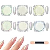 QOCUILC 6 Stück Chrome nail powder, Crome pulver nägel, Nail chrome powder, A
