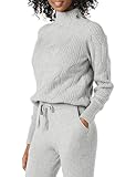 Amazon Essentials Damen Langarm-Pullover Für Den Winter, Soft-Touch-Zopfmuster Mit Trichterausschnitt, Grau Meliert, M