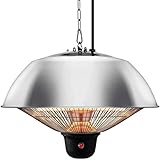 KESSER® Deckenheizstrahler ✓ Heizpilz ✓ Heizstrahler ✓ Terrassenstrahler | Infrarot | Decke | Heizgerät| Infrarotstrahler | Wärmestrahler | Terrasse | Quarzstrahler | Leistung: 1500W Silber