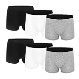 Uizuooy Unterhosen Jungen Boxershorts Kinder Boxershorts Jungen aus Baumwolle 6er Pack Schwarz Weiß Grau 146-152