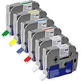 6x Kompatible für Brother P-touch Bänder 12mm TZe-231 TZe-131 TZe-431 TZe-531 TZe-631 TZe-731 TZ Tape 0.47 Schriftband Brother Tape Cassette für PT-H105 H101C H110 H200 H100LB D400 D200 D600