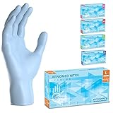 ARNOMED Einweghandschuhe Hellblau, Nitrilhandschuhe L, Einmalhandschuhe mit 100 Stück/Box, Handschuhe Einweg puderfrei, latexfreie Gummihandschuhe, Einweghandschuhe in XS, S, M, L & XL verfügbar