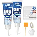Fugenreparaturset für Fliesen, 2er-Pack Fugenenthärter, schnelltrocknender weißer Fugenstift, Fugenfüller, Fugenaufheller für Bad, Dusche, Küchenfliesenboden und -wand