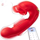 APP Dildo Vibrator Sex Spielzeug für die Frau, Silikon G-Punkt Vibrator mit Klitorisstimulation mit 5 Zungenlecken 7 VibrationModi 7 Schlagmodi, Vibratorensets für Frauen Klitoris Stimulator für Sie