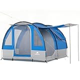 CampFeuer Zelt Smart für 4 Personen | 2000 mm Wassersäule | Blau/Grau | Großes Tunnelzelt mit 3 Eingängen, Herausnehmbare Trennwand | Gruppenzelt, Campingzelt, Familienzelt, Festivalzelt