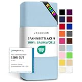 Jacobson Jersey Spannbettlaken Spannbetttuch Baumwolle Bettlaken (60x120-70x140 cm, Hellblau)