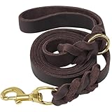 Joytale Hundeleine Leder, Strapazierfähige Lederleine Für Hunde Mit Stabilem Messinghaken, Weich Und Langlebig, Geeignet Für Kleine, Mittlere Und Große Hunde（Braun, 150cm×2cm）