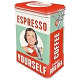 Nostalgic-Art Retro Kaffeedose, 1,3 l, Espresso Yourself – Geschenk-Idee für Nostalgie-Fans, Blech-Dose mit Aromadeckel, Vintage Design