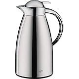 alfi Signo, Thermoskanne Metall poliert 1L, mit alfiDur Glaseinsatz, Isolierkanne hält 12 Stunden heiß, ideal als Kaffeekanne oder Teekanne, Kanne für 8 Tassen