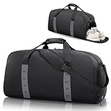 Tolaccea Sporttasche Herren mit Schuhfach Nassfach, 42L Wasserabweisend & Ultraleicht Reisetasche Trainingstasche Duffle Bag für Damen Gym Fitness Travel, Umhängetasche Handgepäck (Mittel, Schwarz)