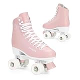 ATTABO Damen Rollschuhe Serena Größe 40 EU Größenverstellbar ABEC-3 Aluminium Skate Leder Obermaterial Zehenschutz Sicheres Bremsen Präzisionspassung 82A Räder
