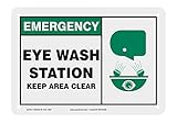 Accuform MFSD928VP Kunststoff-Sicherheitsschild 'Emergency Eye Wash Station Keep Area Clear', 17,8 x 25,4 cm