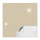 Kiwistar Fliesenaufkleber Beige Glänzend - 3,5 x 20 cm - 1 Stück - Klebefliesen Stickerfliesen zum Wandfliesen überkleben - selbstklebend für Küche Bad glatte Flächen