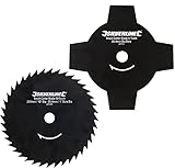 2 x Messer für Motorsense Set 4 Zahn und 40 Zahn Freischneidermesser 25,4mm Aufnahme Zahnmesser Gartensense Sense Rasentrimmer