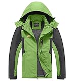 Spmor Herren Outdoor Sport Kapuze Winddichte Jacke Wasserdicht Regenmantel, Grün , X-Large