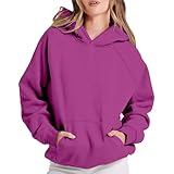 Oversized Hoodie Damen Langarm Sweatshirt Herbst Winter Einfarbig Warm Basic Hoody Freizeit Outwear Sport Style Training Kapuzenpullover Sweatjacke Teenager Mädchen Outdoor Winterpullover Streetwear