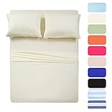 EL Lecho 4-teiliges Bettlaken-Set: 1 Bettlaken, 1 Spannbetttuch und 2 Kissenbezüge, 100 % superweiche ägyptische Baumwolle, Fadenzahl 800, bis zu 40,6 cm tiefe Taschen (Doppelbett, Elfenbein)