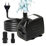 Puddry Wasserpumpe Klein Tauchpumpe, Mini Wasserpumpe Springbrunnenpumpe (600L/H, 10W) mit 4.6ft Stromkabel 2 Düsen, Aquarium Pumpe Gardena Pumpe Teich Pumpe Wasser Pumpe für Fischbecken, Hydrokultur