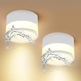 Temgin 2er IP65 Deckenleuchte Aufputz Weiß Matt LED 12W 3000K Warmweiß Deckenspots Aluminium 230V Ø10cm Aufbauleuchte Deckenlampe Spots Badezimmer