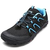 Littleplum Wanderschuhe Kinder Trekkingschuhe Barfußschuhe Atmungsaktiv rutschfest Outdoorschuhe Traillaufschuhe(Schwarz Blau,37EU)