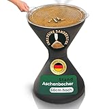 Novaliv Standaschenbecher für draußen 60cm hoch 40cm Ø inklusive 1x Beutel Sand Standaschenbecher outdoor Aschenbecher für draussen stehend verzinktes Metallsieb Aschenbecher Ständer Raucherpause