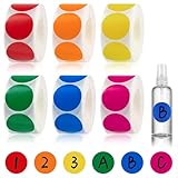 Hopton 3000 Stück Klebepunkte Bunt, 25 mm Punkte Aufkleber 6 Farben, Markierungspunkte Sticker, Runde Aufkleber für DIY Büro Wird zum Markieren, Kategorisieren und Warnen verwendet(6 Rollen)