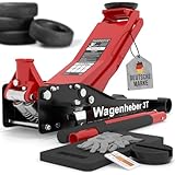 Tarpofix® Rangierwagenheber 3t hydraulisch (75-505mm Hubhöhe) | Premium Hydraulik Wagenheber 3t mit Doppelzylinder | 3000kg Wagenheber flach für SUV & tiefergelegte Autos | Wagenheber hydraulisch 3t