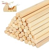 50 Stück Holzstäbe Holzstange, 30cm x 6mm Birkenholz Bastelstäbe, Birkenholz Holzstäbe zum Basteln, Holzstab Rundstäbe Holzstäbchen, Hochwertige Unvollendet Bastelstäbe Runder Stock (Bambus) (Style1)
