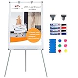 MAKELLO Flipchart 90x60cm, Whiteboard mit Ständer, Höhenverstellbar, Trocken Abwischbar, Tragbare, Magnetische, Flipcharts für Büro