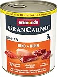 animonda GranCarno Junior Rind + Huhn (6 x 800 g), Welpenfutter für Junge Hunde, Nassfutter für Hunde mit 100% frischen, fleischlichen Zutaten, Junior Hundefutter ohne Getreide
