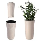 KADAX Blumentopf mit Holzspänen, eleganter Übertopf mit herausnehmbarer Einlage, Blumentopfschutz für Büro, Blumenkübel, Topf, Gartenschale (Creme, ⌀ 25 cm)