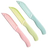 WERIGONI 3-teiliges Keramikmesser-Set, Küchenmesser-Set, Keramik-Schälmesser, 80-mm-Klinge mit Keramikklinge und Messerabdeckung