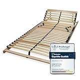 Sleepneo Lattenrost 100x200, Kopfteil verstellbar, Ergonomischer 7 Zonen Lattenrost, Buchenholz, 28 Latten, Lattenrost Selbstmontage, hohe Traglast bis 150Kg