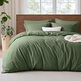 Lanqinglv Bettwäsche 135x200cm 2teilig Grün Salbeigrün Uni Einfarbig Bettbezug Deckenbezug 135x200cm mit Reißverschluss und Kissenbezug 80x80cm aus Renforce Microfaser