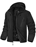 GEMYSE Herren Skijacke Wasserdichte Winterjacke Winddichte Isolierte Schneejacke mit integriertem Schneefang(Schwarz,M)