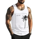 Strand-Tanktop für Herren, ärmellos, Palmen-Grafik-Shirt, Muskeltraining, Tank-Top, Sommer, Urlaub, Shirt, Weiß (1), XX-Large