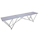 Tapeziertisch, 300 x 60 x 78 cm - Alu Rahmen - Stahl-Gestell, 3 mm Starke Arbeitsplatte mit Skala- Allzwecktisch, Flohmarkttisch, vielseitig verwendbar