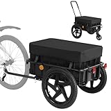 SEPNINE 2 in 1 Fahrrad Lastenanhänger, Fahrradanhänger, Handwagen mit Schiebebügel, Eisenrahmen, Schiebebügel-Design, mit 40 cm Luftreifen, 40 kg Ladegewicht, Schwarz